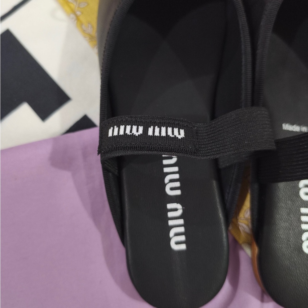 Miu Miu Black Leather Ballet Mules - Picture 5 of 8
